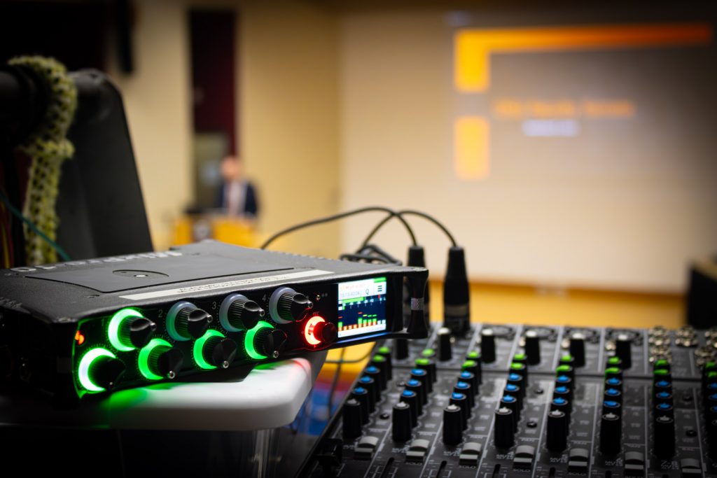 SoundDevices MixPre10T in use recording OSU Faculty Senate meeting.